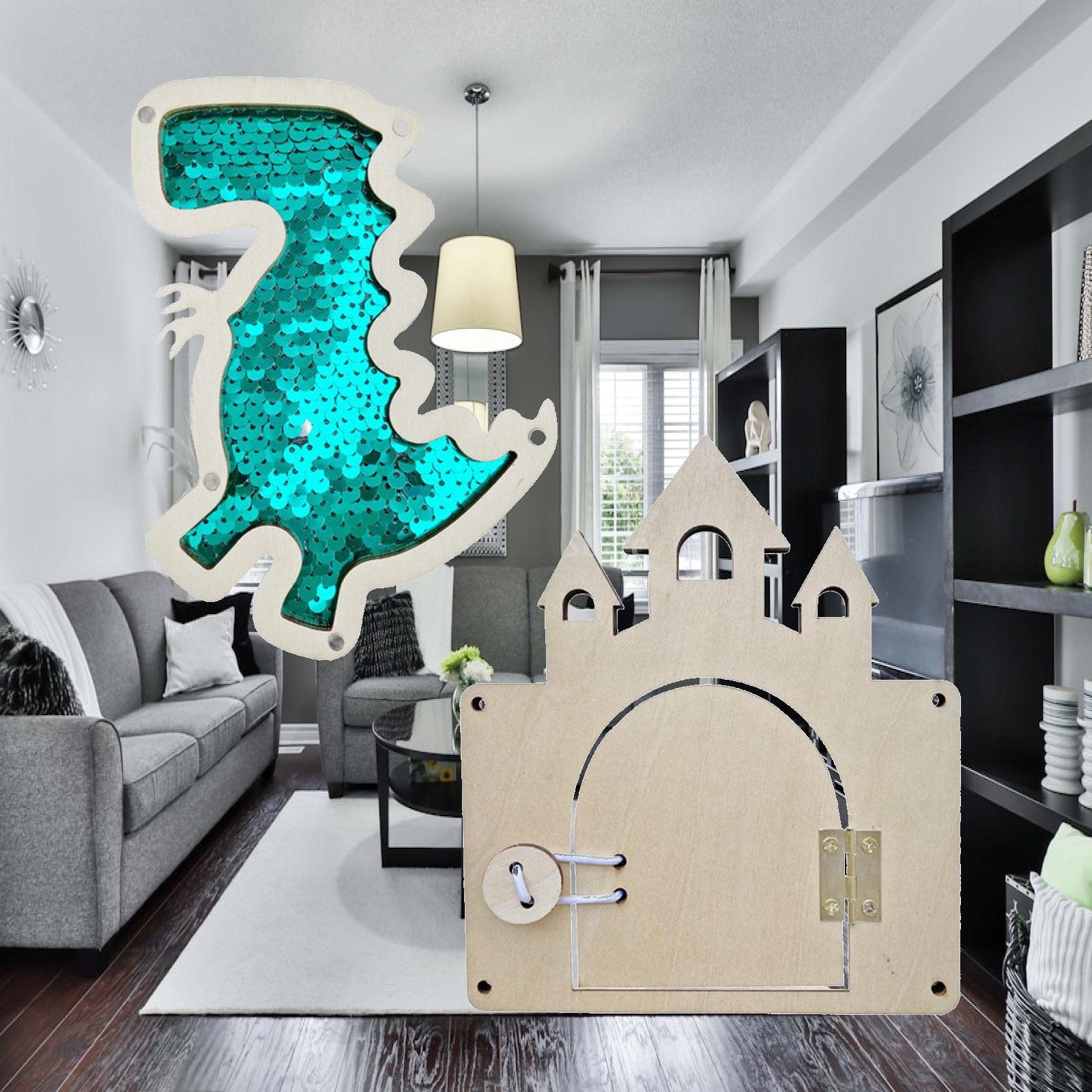Montessori Wooden Busy Board Toddler - Wooden Busy Board DIY Parts Castle