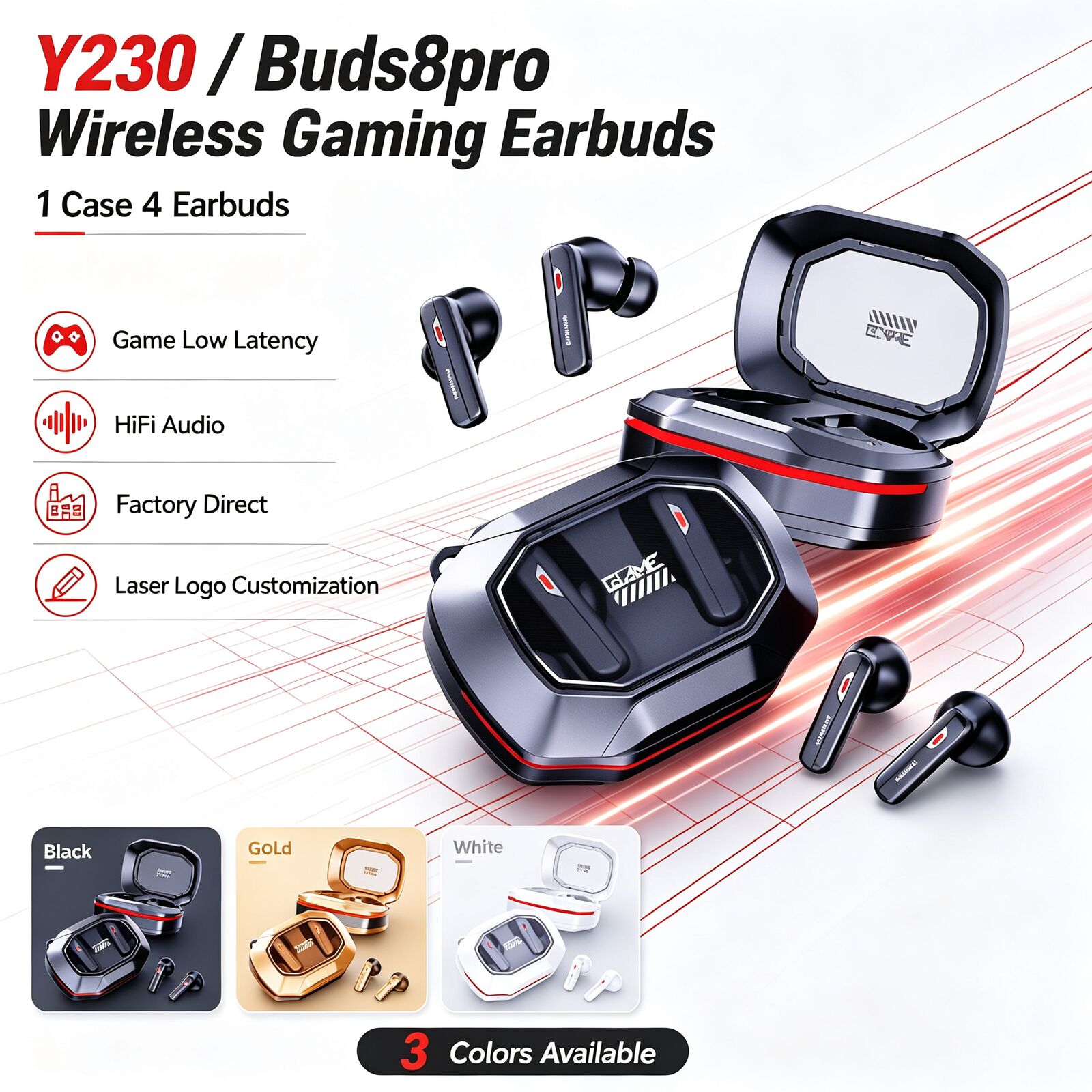 Video Games - Wireless Gaming Earbuds 1 Case 4